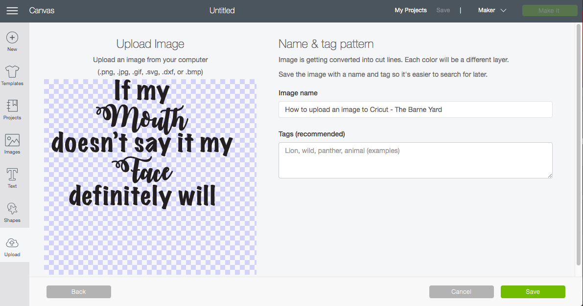 How to upload images to Cricut Design Space - The Barne Yard