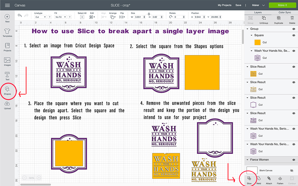 How to use Slice in Cricut Design Space